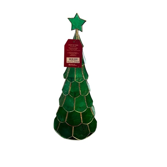 NWT Brighten The Season Green Capsize Shell  14” Christmas Tree Decor Lights Up - Picture 1 of 6